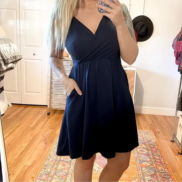 STYLEWORD | Navy Blue Sleeveless Pocket Dress - Picture 10 of 10